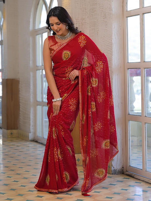 Vasthrlay Chiffon Printed Dark Saree