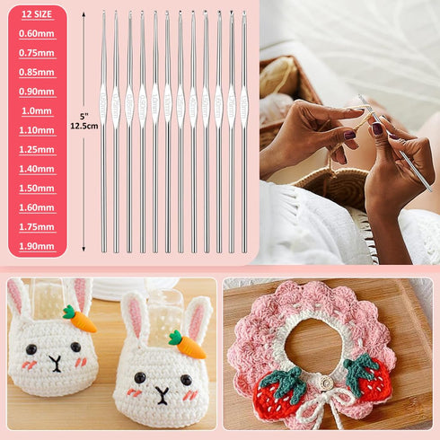 Crochet Hook Set Full Size Crochet Needles Set 9 &12 Sizes Lace
