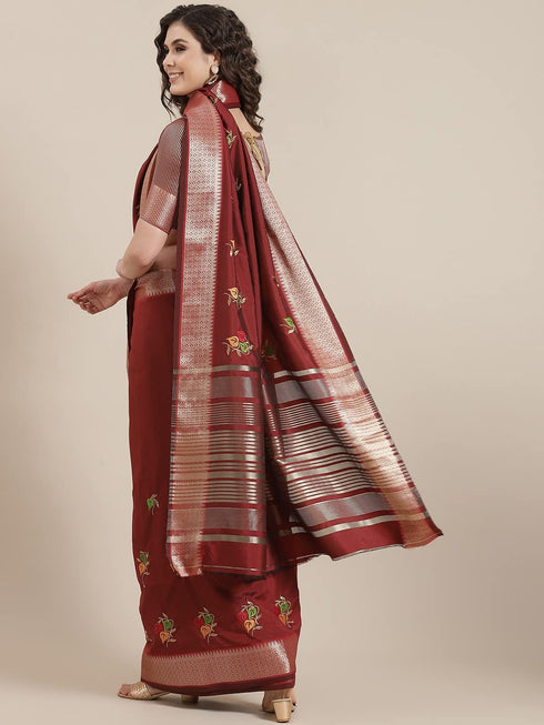 Vasthrlay Colourful Embroidery Saree