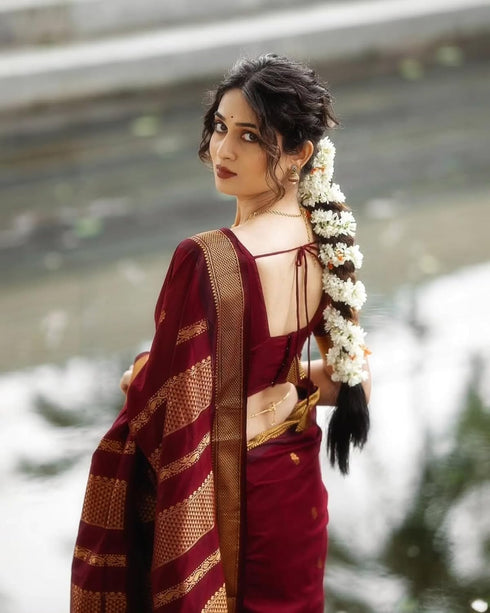 Vasthrlay Traditional Maroon Kanjivaram Wedding