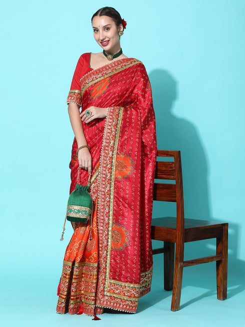 Vasthrlay Enterprise Bhandhani Embroidery Saree