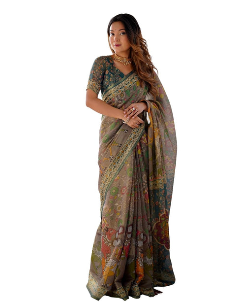Vasthrlay Handloom Geometric Tassels Saree