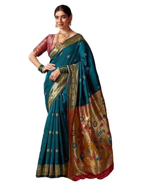 Vasthrlay Womens Paithani Unstitched Pink Saree