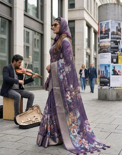 Vasthrlay Purple Traditional Az Ys Dobby Ethnic Wear