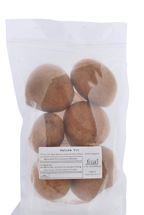NatureVit Dry Coconuts Medium Size Gota Nariyal for Cooking & Puja