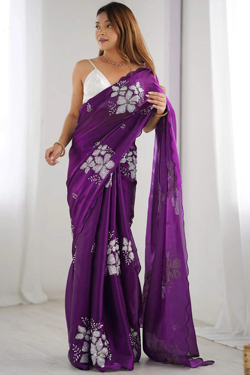 Vasthrlay Black Unstitched Saree