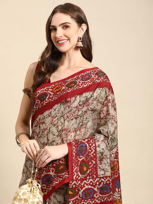 Vasthrlay Cotton Printed Mulmul Black Saree