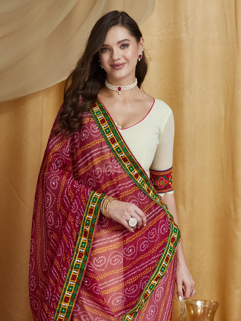 Vasthrlay Bandhani Embroidered Saree