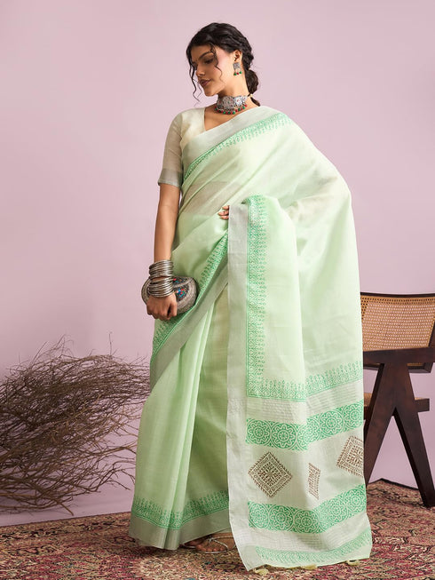 Vasthrlay Printed Unstitched Blouse Ethnic Wear