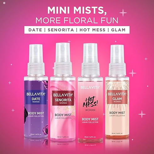 Bella Vita Luxury Body Mist Travel Size Gift Set for Woman - 50ml