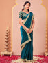 Vasthrlay Sequins Embroidery Unstitched Purple Saree