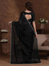 Vasthrlay Chiffon Scalloped Coffee Brown Saree With Unstitched Blouse Piece