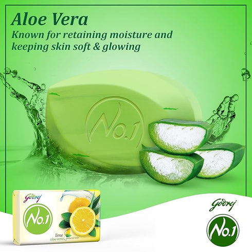 Godrej No.1 Bathing Soap Lime & Aloe Vera Grade 1 Soap - 150g
