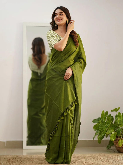 Vasthrlay Handloom Printed Unstitched Purple Ethnic Wear