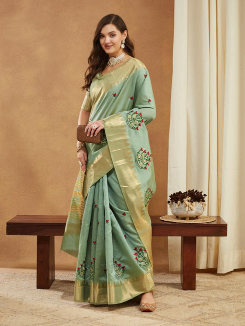 Vasthrlay Multi Embroidered Unstitched Saree