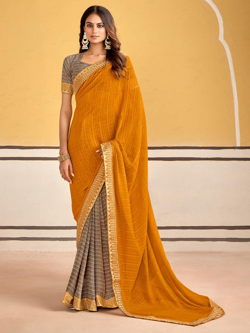 Vasthrlay Georgette Embroidered Unstitched Designer Ethnic Wear