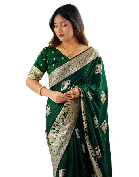 Vasthrlay Banarasi Weaving Unstitched Blue Saree