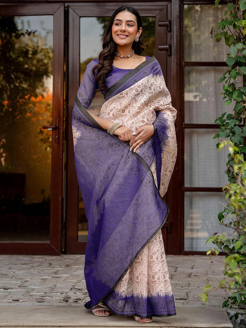 Vasthrlay Shimmer Printed Unstitched Light Green Saree