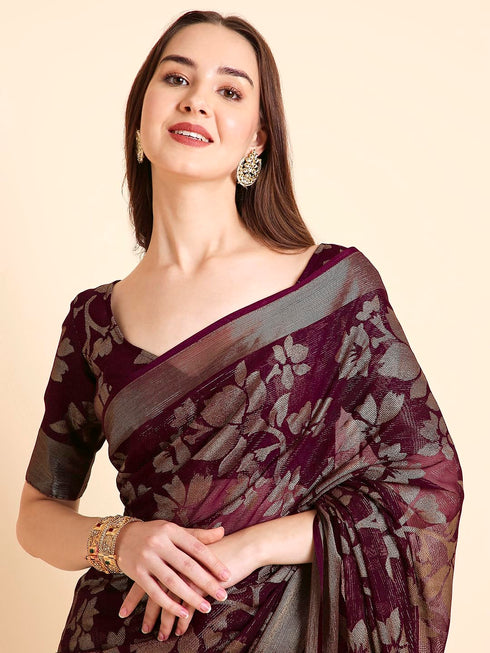 Vasthrlay Shimmer Running Purple Saree