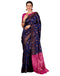 Vasthrlay Banarasi Kanjeevaram Navy Blue Saree With Rani pink Unstitched Blouse Piece