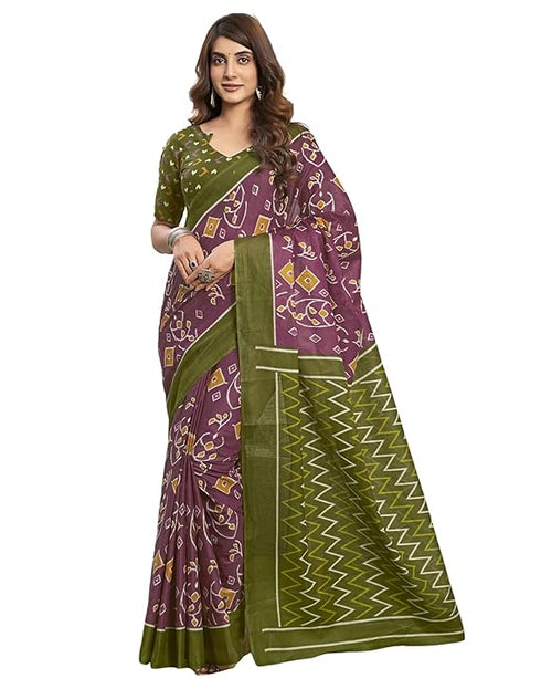 Siril Women'S Printed Pure Cotton Saree With Unstitched Blouse Piece