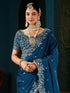 Vasthrlay Scalloped Embroidery Unstitched Rani Pink Saree