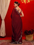 Vasthrlay Shimmer Scalloped Unstitched Maroon Saree