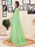 Vasthrlay Womens Printed Green Saree With Unstitched Blouse Piece