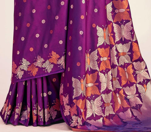 Vasthrlay Purple Kanjivaram Saree