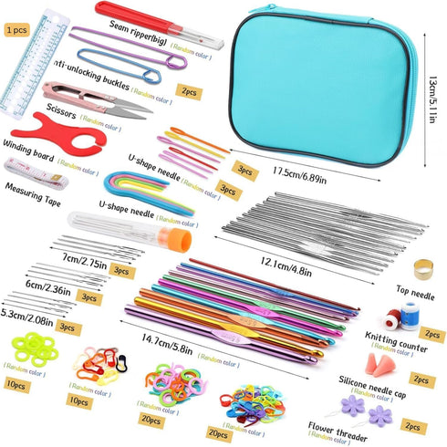 118 PCS Crochet Hook Set & Knitting Needles Kit for Beginners