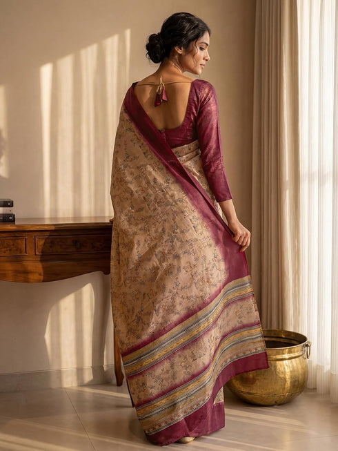 Vasthrlay Banglori Printed Dusty Saree