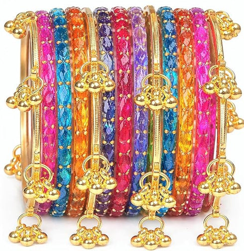 JPS Viral Kashmiri Ghungroo Gold-Plated Glass Bangles Set