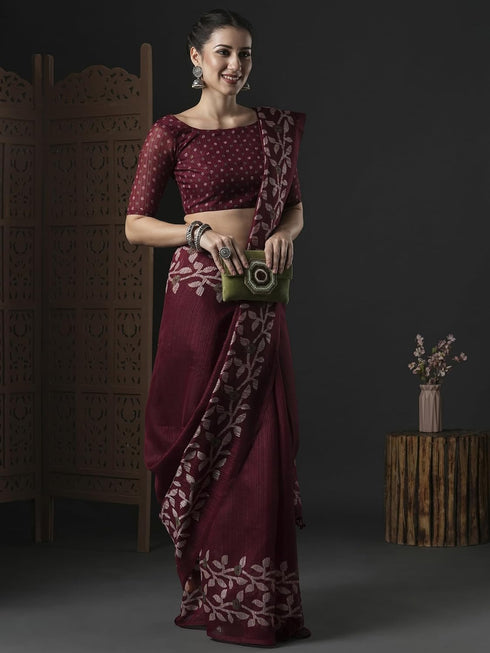 Vasthrlay Botanical Printed Unstitched Black Hs Ethnic Wear
