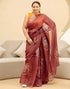 Vasthrlay Chanderi Printed Brown Saree With Unstitched Blouse Piece