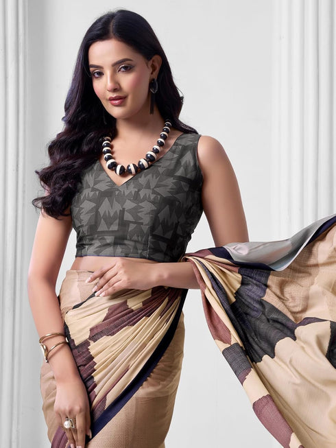 Vasthrlay Abstract Printed Unstitched Multicolor Saree