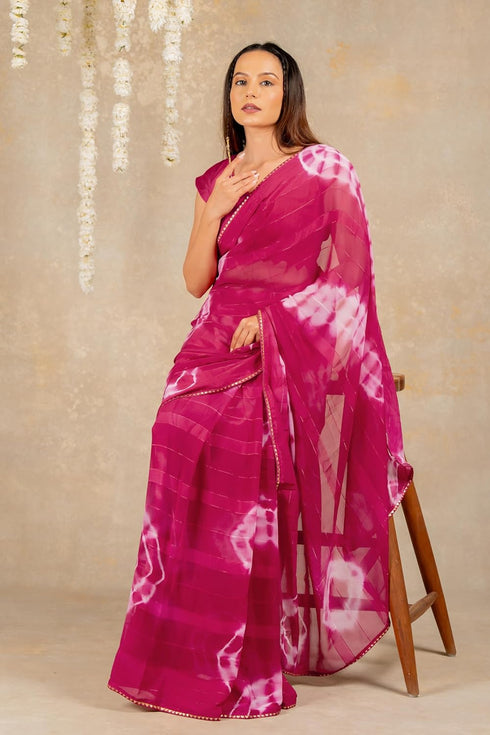 Vasthrlay Fashion Chiffon Shibori Printed Ethnic Wear