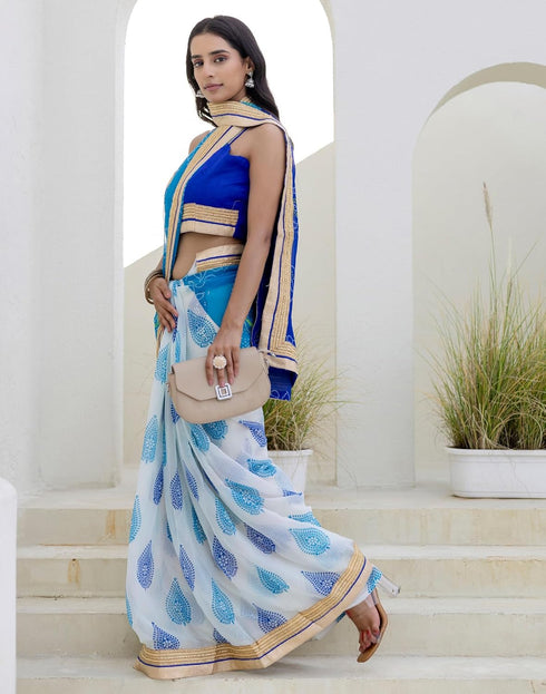 Vasthrlay Georgette Unstitched Multicolor Saree