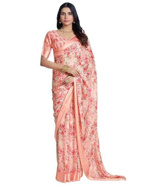 Vasthrlay Georgette Printed Unstitched Multicolor Saree
