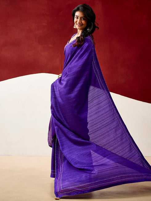 Vasthrlay Embroidery Peach Saree