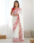 Vasthrlay Embroidery Scalloped Unstitched Off White Saree