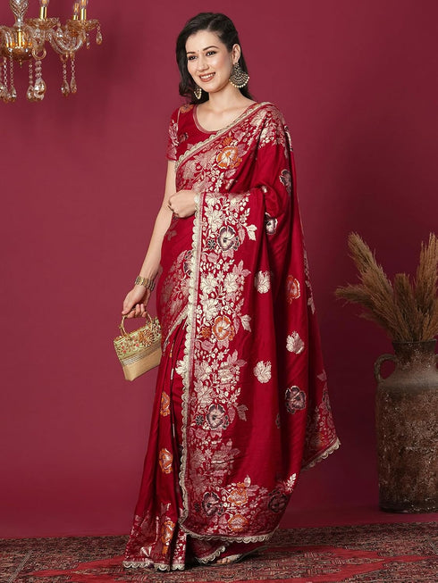 Vasthrlay Georgette Embroidery Rani Saree