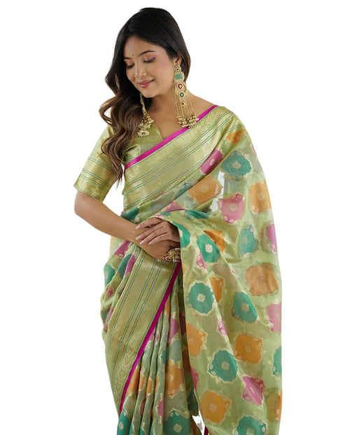 Vasthrlay Banarasi Kanjivaram Unstitched Black Saree