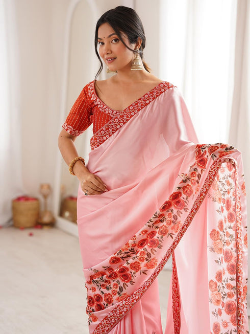 Vasthrlay Lavender Embroidered Unstitched Fl Ethnic Wear