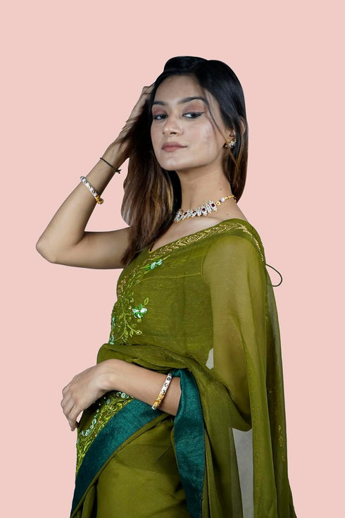 Vasthrlay Embroidered Shimmer Ethnic Wear