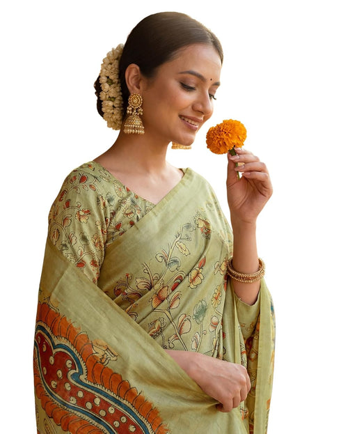 Vasthrlay Womens Printed Unstitched Navy Blue Saree