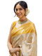 Vasthrlay Mustard Yellow Jacquard Traditional Unstitched Saree