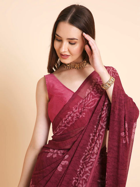 Vasthrlay Georgette Printed Unstitched Turquoise Saree
