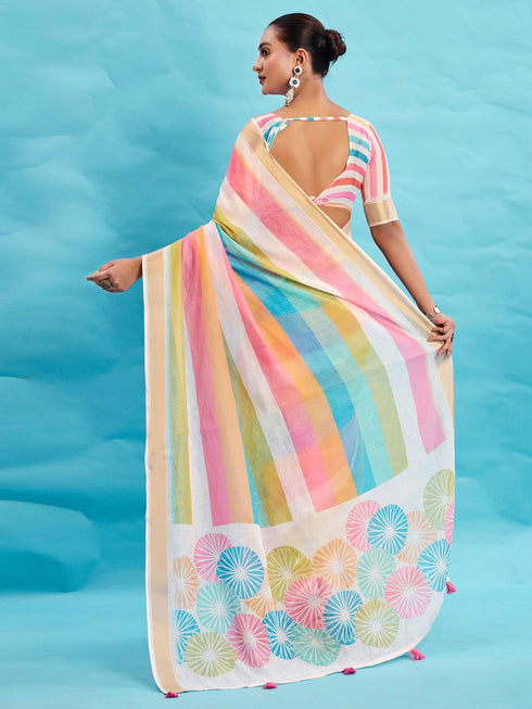 Vasthrlay Printed Unstitched Blouse Ethnic Wear
