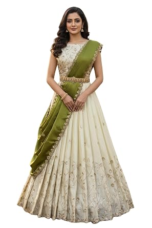 Vasthrlay Shimmer Lehenga Choli Half Saree With Embroidered Blouse - Pl203