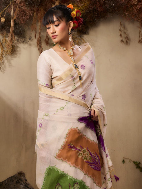 Vasthrlay Kanjivaram Cotton Unstitched Ethnic Wear